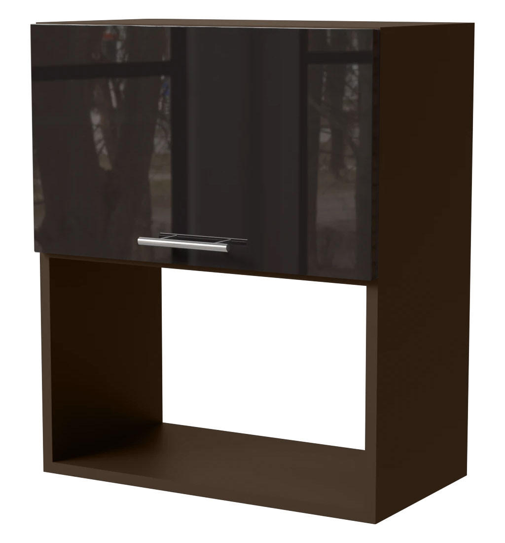 Feldmann-Wohnen Mikrowellenumbauschrank Schwarz Hochglanz, Dunkelgrau 60x32.5x72 cm