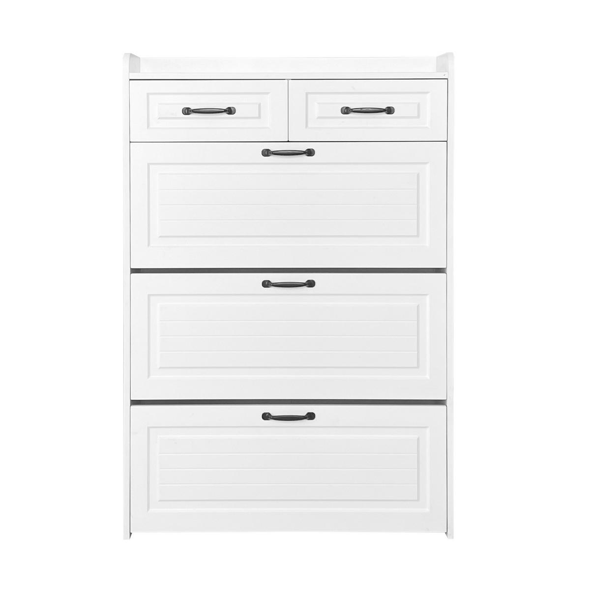 SCHUHSCHRANK mit Schubladen und Türen, weiß matt / Eichen-Optik, moderner Stauraum für Wohnzimmer, 131/23,5/80 cm - Weiß, Holzwerkstoff (131/23.5/80cm) - Redom