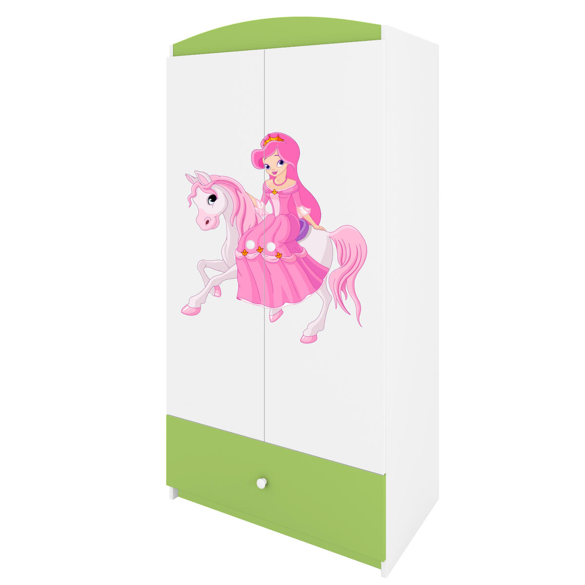 KINDERKLEIDERSCHRANK Prinzessin II - Grün, Holzwerkstoff (90/175/52cm) - RAUMHIRSCH FURNITURE