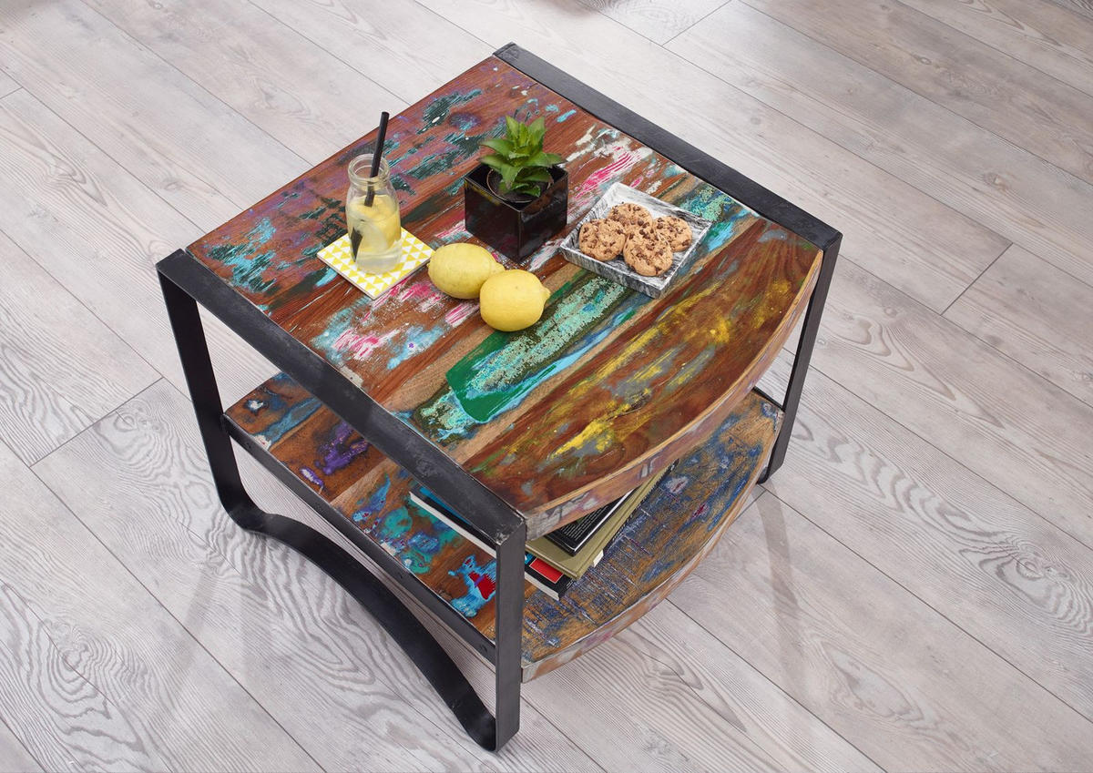 BEISTELLTISCH Altholz 60x60x50 lackiert INDUSTRIAL #46 - Multicolor, Holz (60/60/50cm) - Massivmoebel24