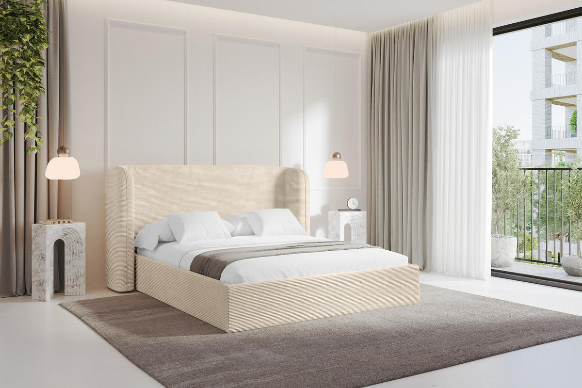 POLSTERBETT mit Bettkasten und Lattenrost, Boxbett ohne Matratze - ESTI 160x200 Beige - Kaschmir, Holzwerkstoff/Textil (160/200cm) - ALTDECOR
