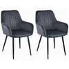 STUHL OSILO 2-er Set, Grau, Schwarz, Schwarze metallische Beine - Anthrazit, Textil/Metall (55/84/46cm) - Komodee