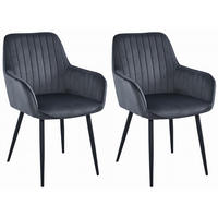 STUHL OSILO 2-er Set, Grau, Schwarz, Schwarze metallische Beine - Anthrazit, Textil/Metall (55/84/46cm) - Komodee