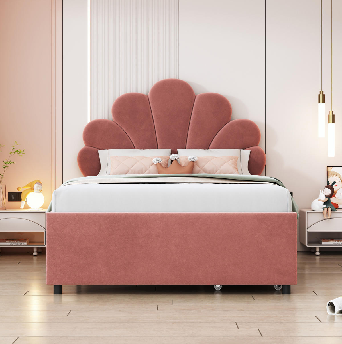 POLSTERBETT 90/200 cm Rosa mit 2 Schubladen ohne Matratze - Pink, Textil (90/200cm) - MIVRAY