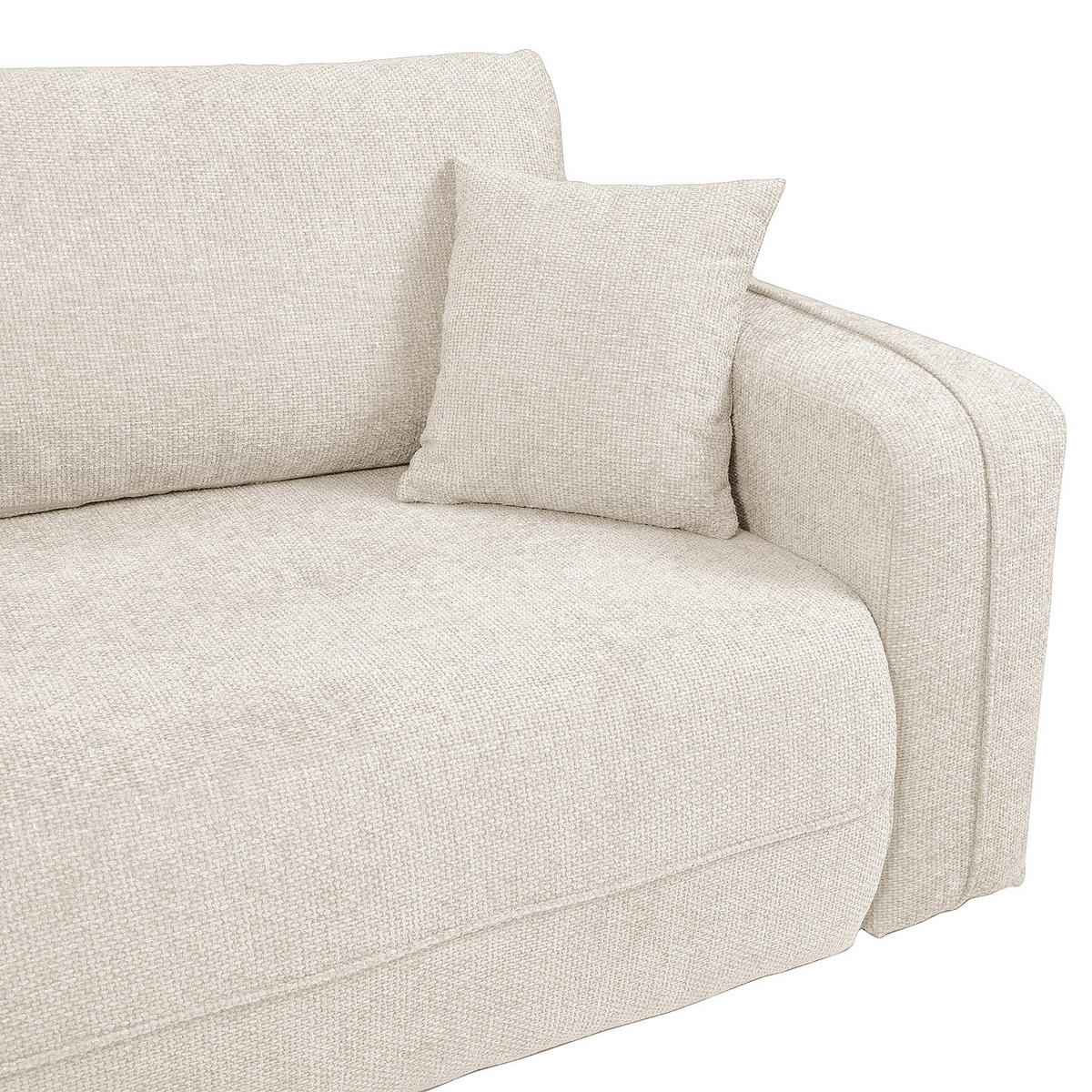 ECKSOFA mit Schlaffunktion - 272 cm - Beige/Schwarz, Kunststoff/Textil (272/145cm) - home24