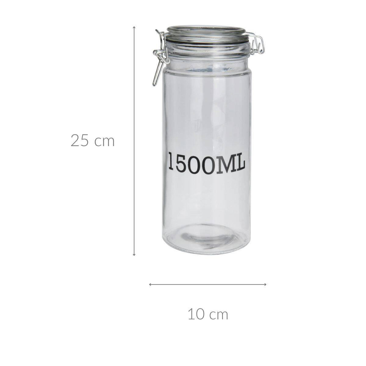 GLASBEHÄLTER mit Deckel 1500 ml - Transparent, Glas (10/25/10cm)