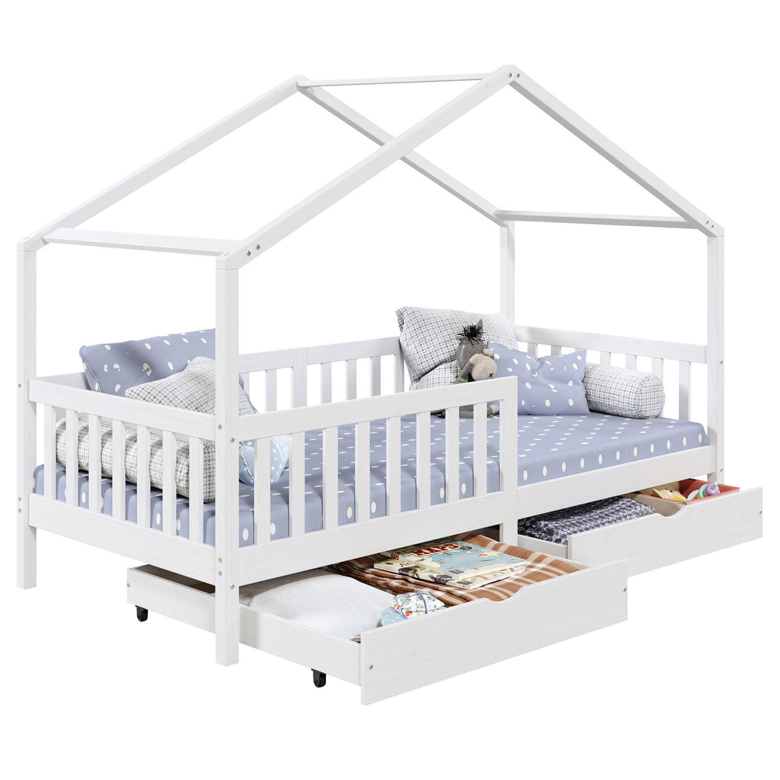 HAUSBETT ELEA 90x200 cm - Weiß, Holz (96/148/206cm) - IDIMEX