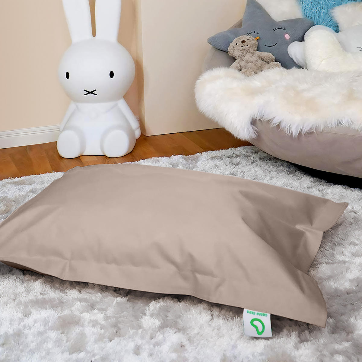 KINDER-SITZSACK 70x100cm - 70 Liter - Beige/Grau, Textil (70/10/100cm) - Green Bean