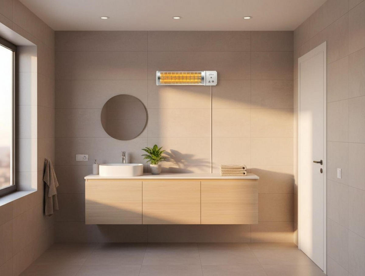 HALOGEN-HEIZUNG für Wandmontage Weiß für Außenbereich und Bad 1200 W - Weiß, Kunststoff/Metall (55/10/13cm) - Purline