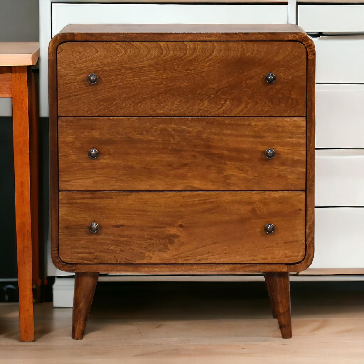 KOMMODE Mini - Beige/Messingfarben, Holz/Metall (55/65/30cm) - Artisan Furniture