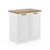 SPÜLENUNTERSCHRANK R-Line Weiß Landhaus 80 cm, AP Eiche - Creme/Weiß, Holzwerkstoff (80/81.6/60cm) - Vicco