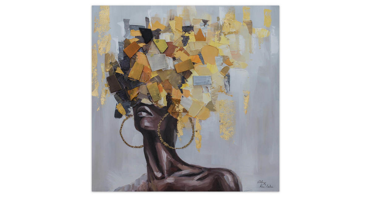 ACRYLBILD HANDGEMALT 60/60 cm - Gelb/Grau, Holz/Textil (60/60cm) - KUNSTLOFT