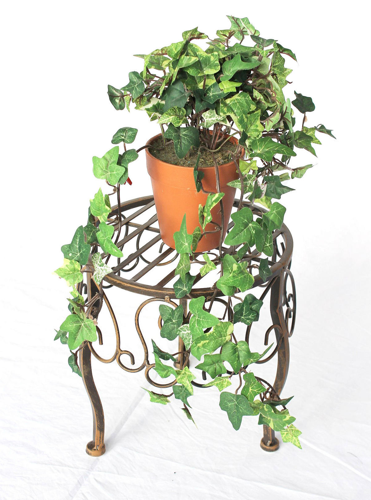 BLUMENHOCKER Rund Metall Braun 25 cm 140129 S - Braun, Metall (22/25/22cm) - DanDiBo