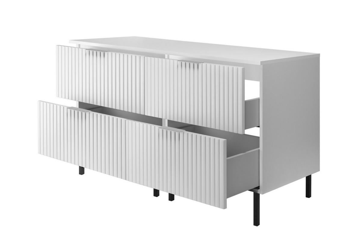 WASCHBECKUNTERSCHRANK, Schwarz, 120 (2 x 60) x 77 x 46 cm, silberner Griff, schwarze Beine + Arbeitsplatte - Silberfarben/Schwarz, Holzwerkstoff (120/77/46cm) - 3XE LIVING