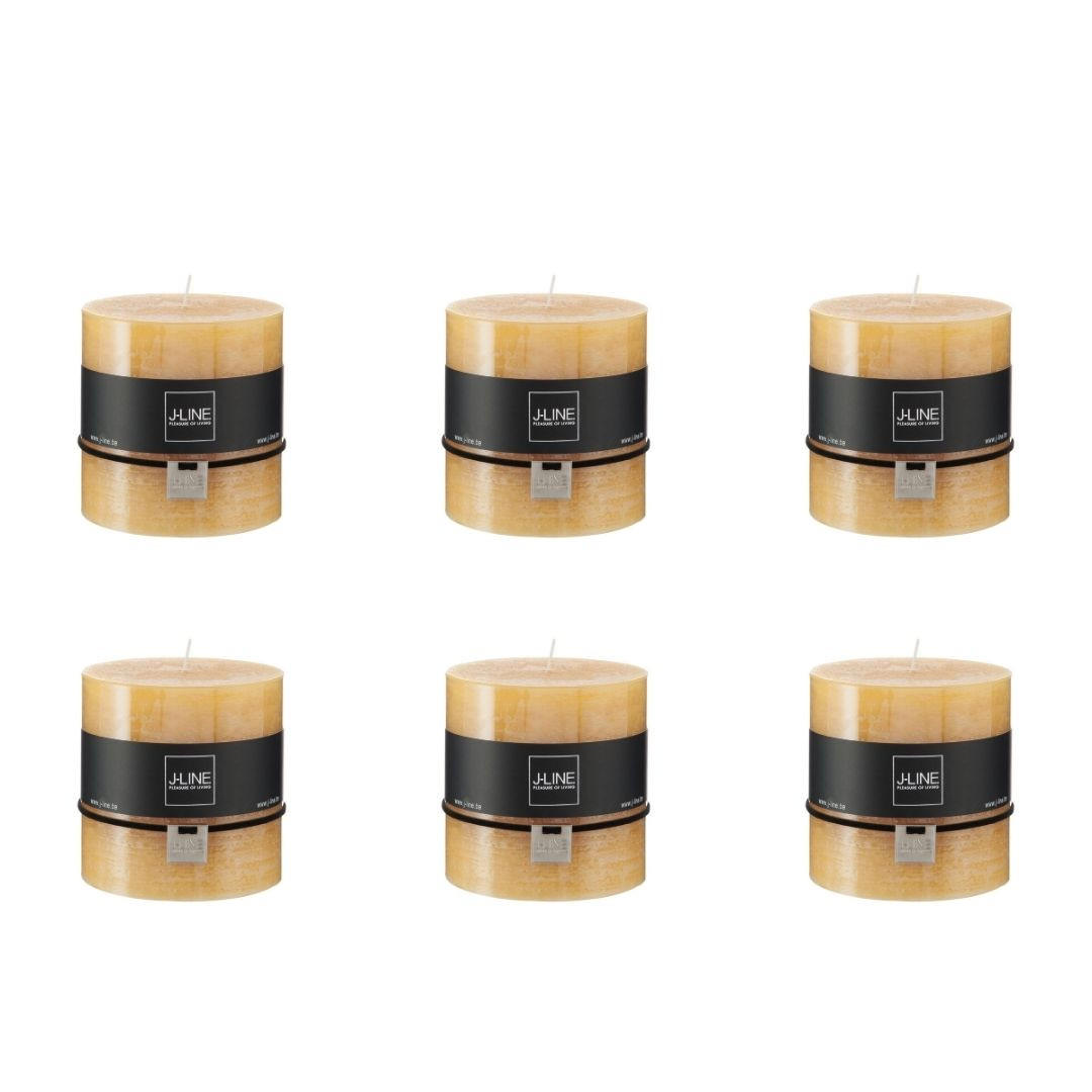DUFTKERZE ZART - Gelb - 64 Std. - 6er set - Gelb, Paraffin (10/10cm) - J-Line
