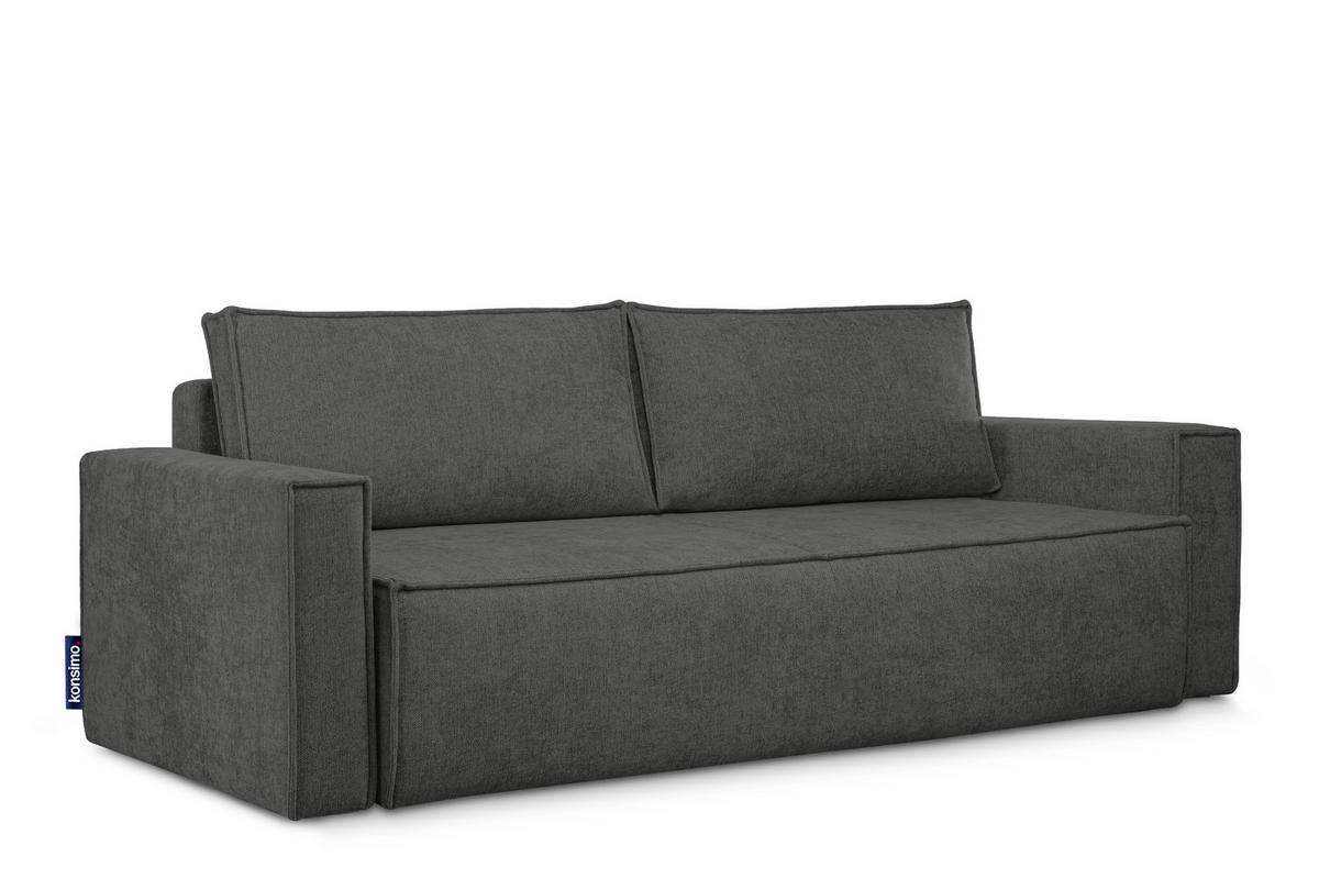 3-SITZER-SOFA NAPI II mit Schlaffunktion, silber - Silberfarben, Textil (228/89/101cm) - KONSIMO®