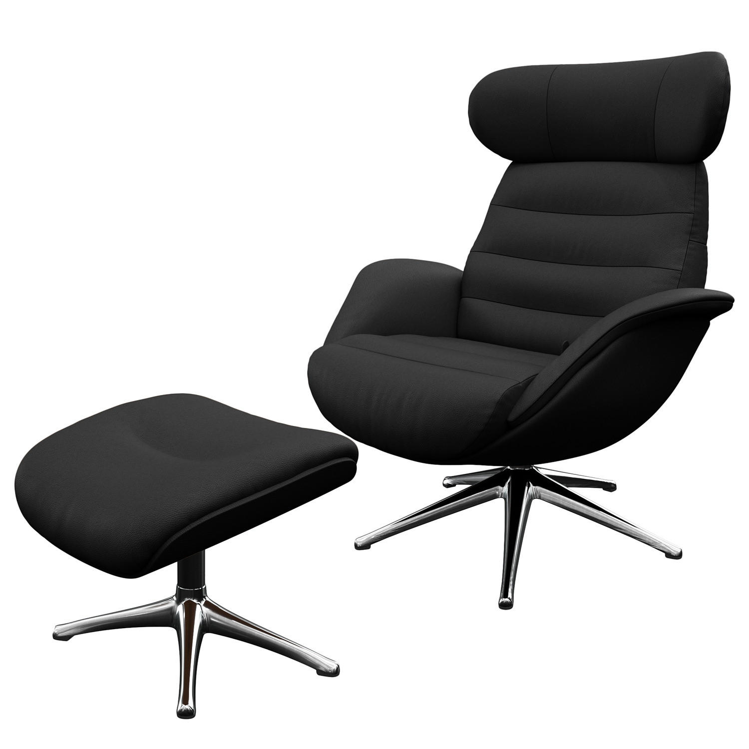 RELAXSESSEL - Schwarz, Leder/Metall (90/107/90cm) - home24
