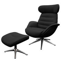 RELAXSESSEL - Schwarz, Leder/Metall (90/107/90cm) - home24