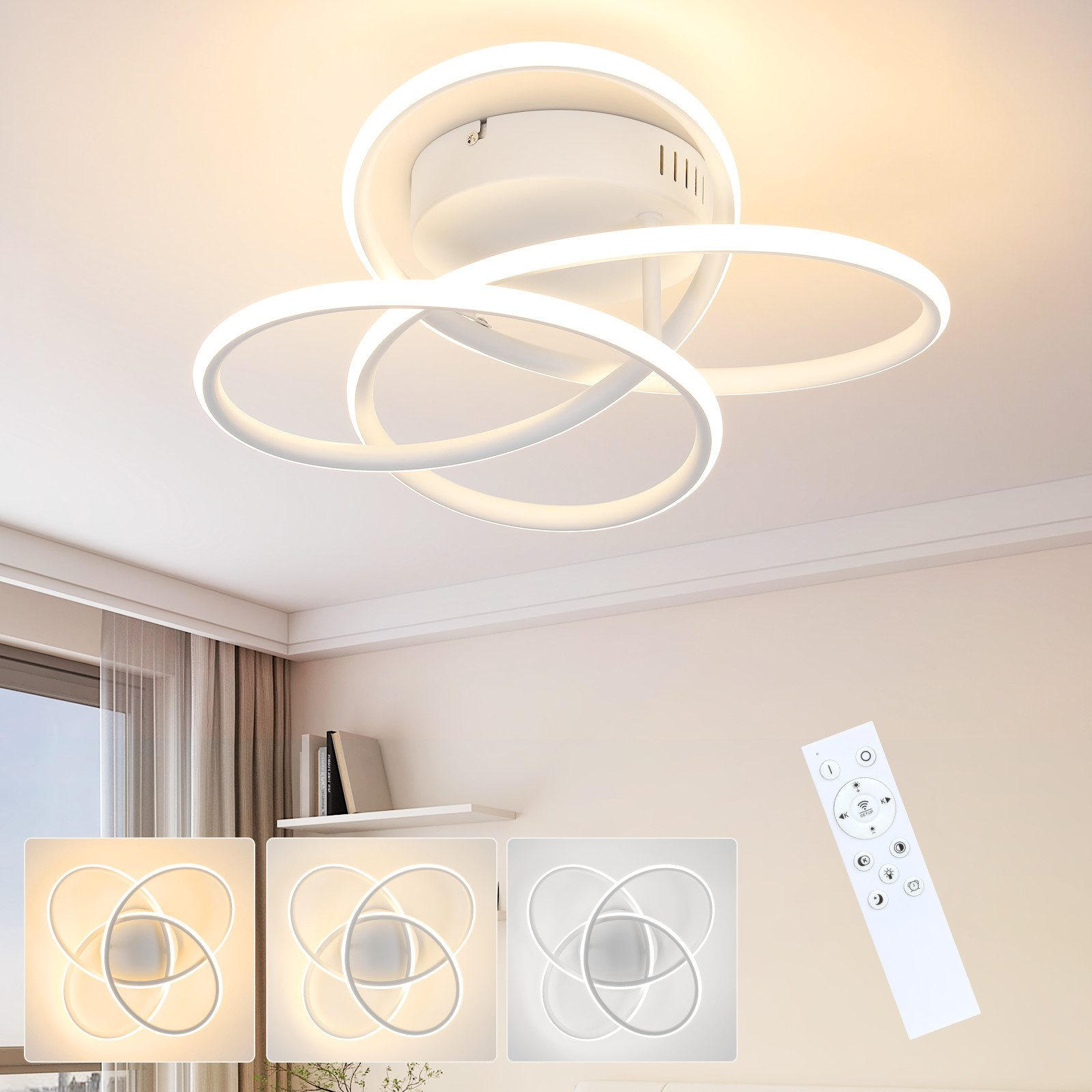 LED-DECKENLEUCHTE Lowery 33/36/14cm - Weiß, Metall (36/33/14cm) - Nettlife