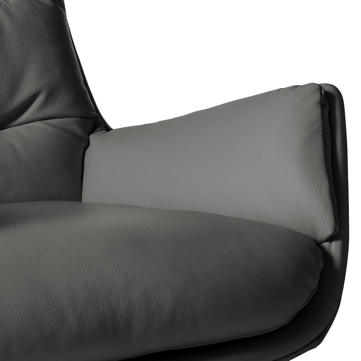 SESSEL mit Kreuzfuß - Chromfarben/Grau, Leder/Metall (83/95/97cm) - home24