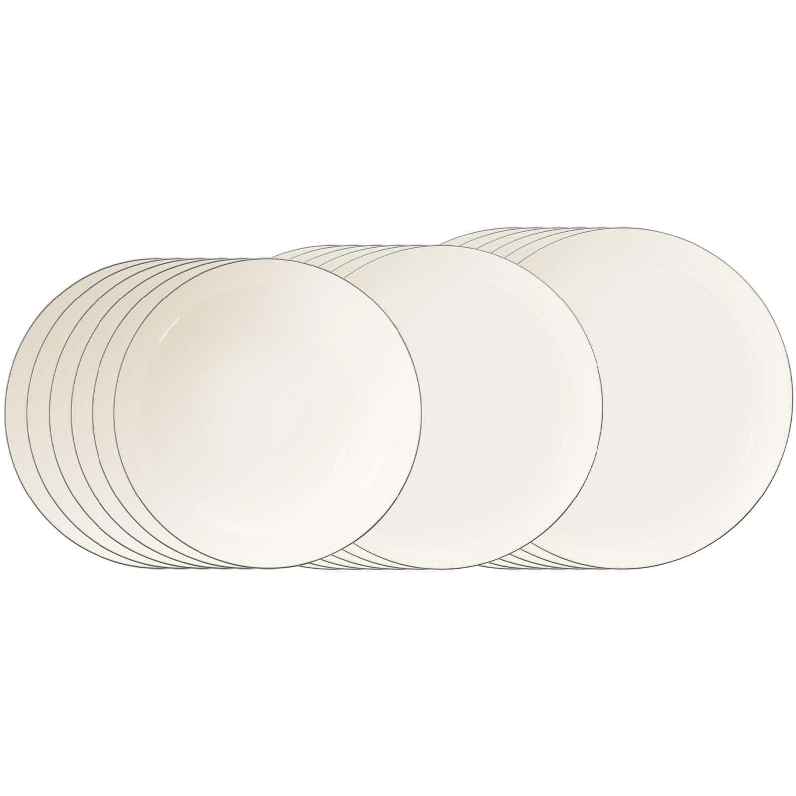 TAFELSERVICE Savona Grey Line creme 18er Set - Creme, Keramik (2/2/2cm) - Seltmann Weiden