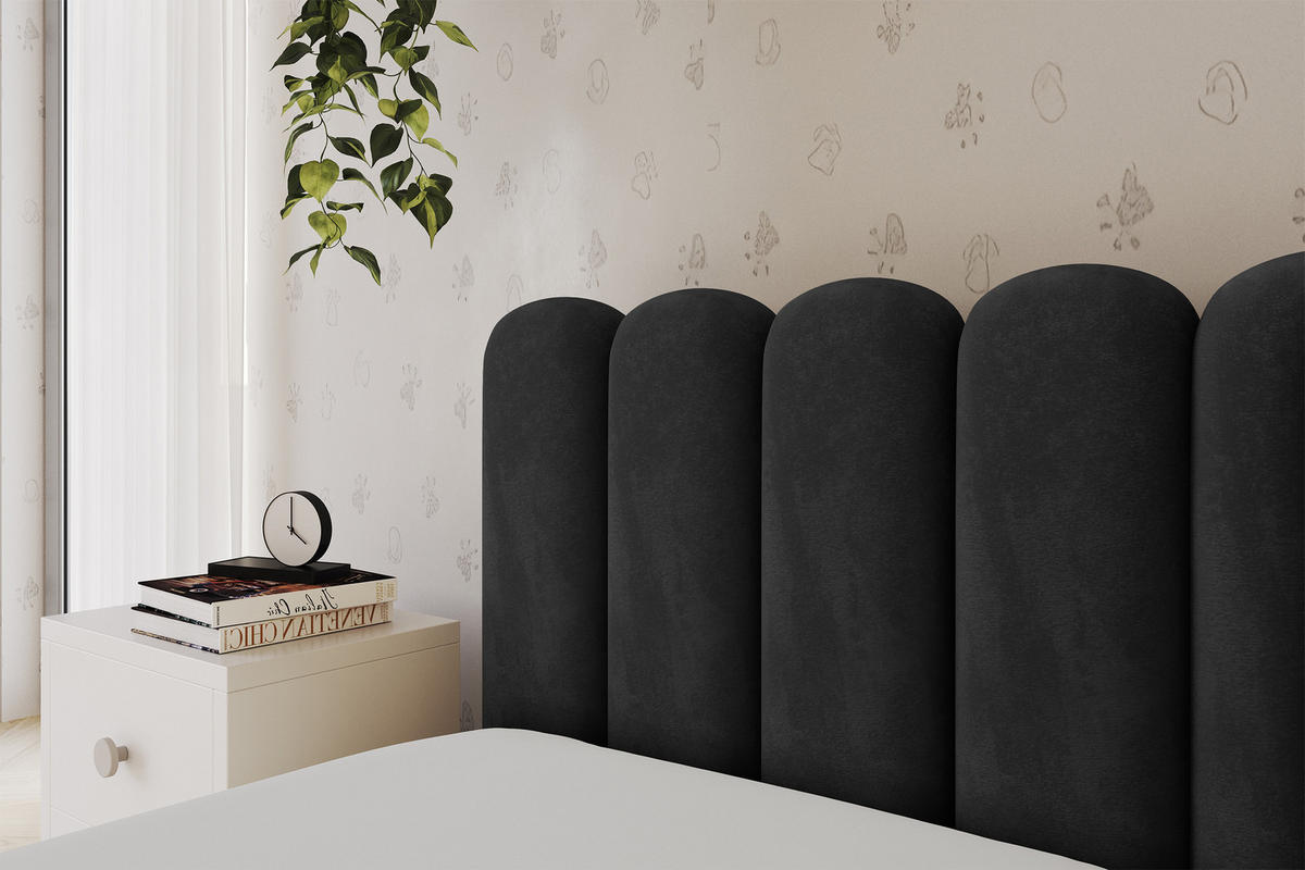 EINZELLBETT Jugendbett mit Bettkasten und Matratze H3/H4, Rechts - HUGY 100x200 Schwarz - Anthrazit, Holzwerkstoff/Textil (100/200cm) - ALTDECOR