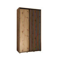 SCHWEBETÜRENSCHRANK 205,2/130/45 2-türig - Schwarz/Eiche Artisan, Holz/Metall (130/205.2/45cm) - Abiks Möbel
