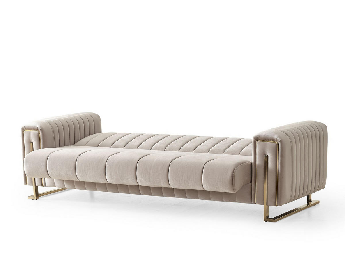 SITZGARNITUR Kochi, Beige Stellvariante 3+2 - Beige, Holzwerkstoff/Metall (243/85/95cm)