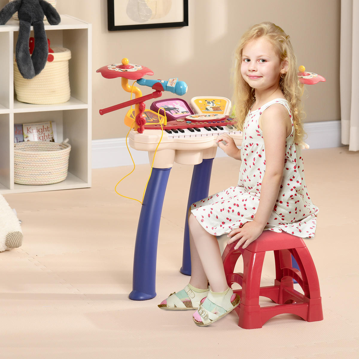MUSIK-SET DE-18643 2-in-1 Piano & Schlagzeug mit Mikrofon - Multicolor, Kunststoff (32.2/71/74cm) - ComfortXL