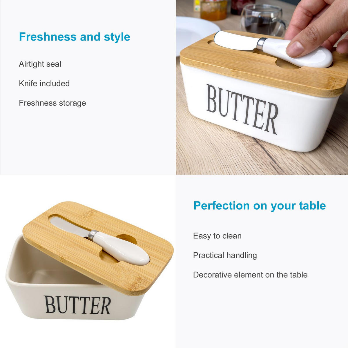 BUTTERDOSE - Weiß, Keramik (9.5/8.5/16cm) - Intirilife