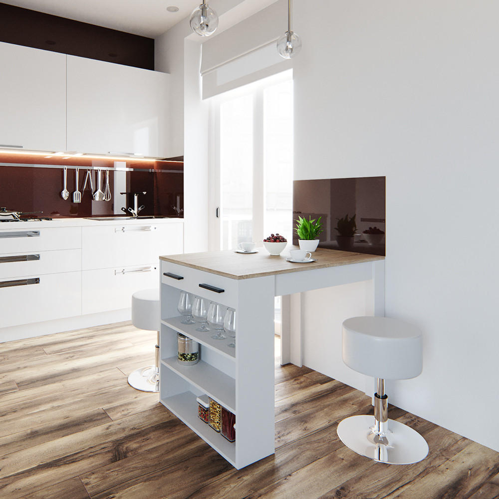 ESSZIMMERTISCH Repose Sonoma/Weiß 67 x 100 cm - Weiß/Sonoma Eiche, Holzwerkstoff (100/67/77.5cm) - Vicco