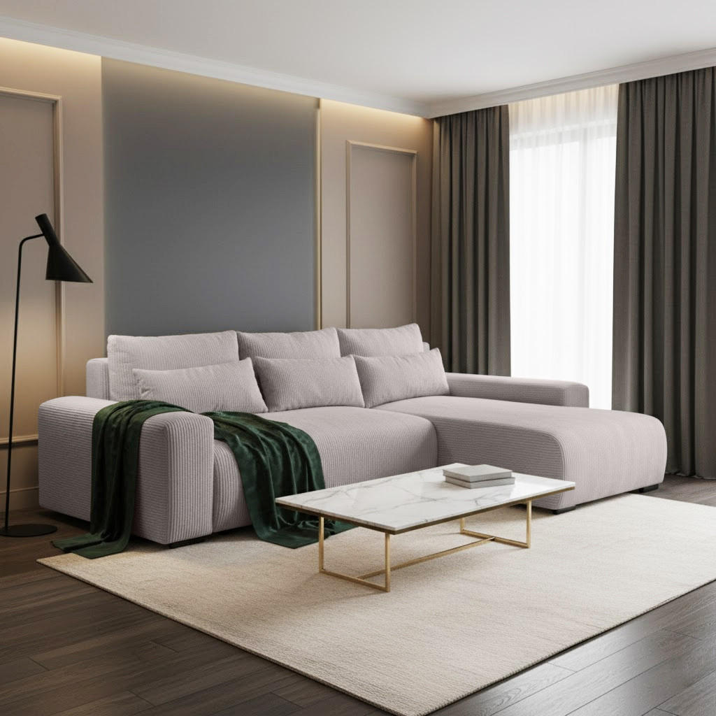 ECKSCHLAFSOFA Benny cappuccino rechts - Schwarz/Cappuccino, Kunststoff/Textil (271/185cm) - Beautysofa