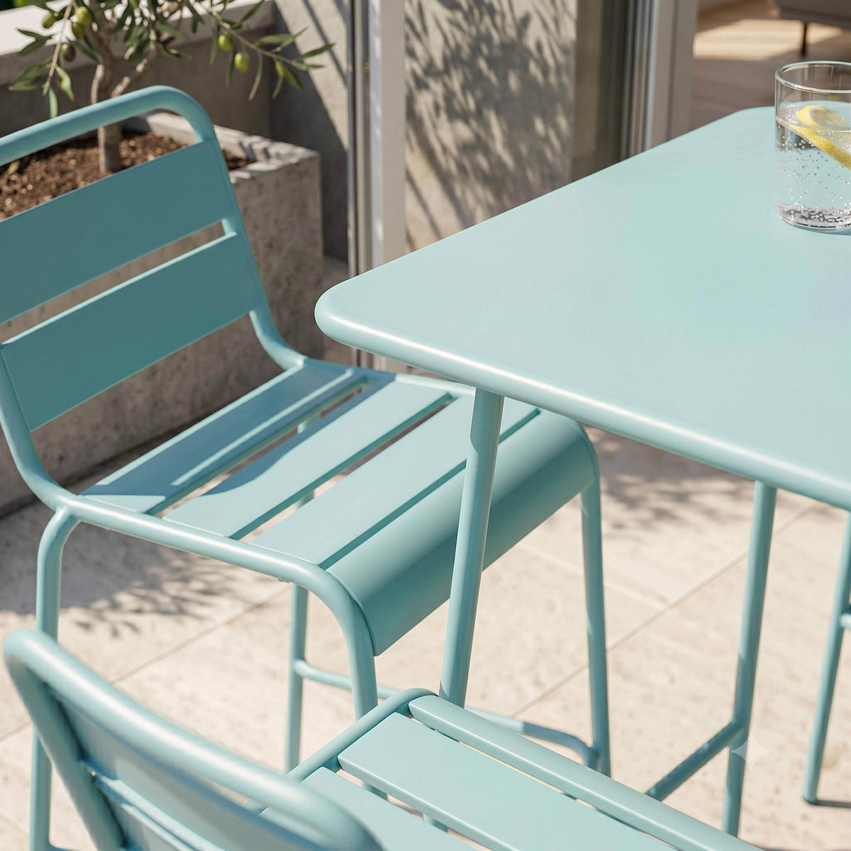 GARTENSET 3-tlg., Türkisblau - Blau, Metall - Oviala