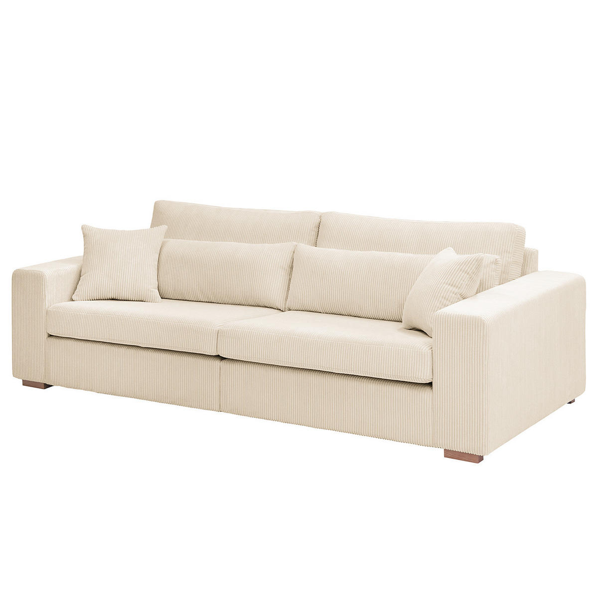 BIG-SOFA - Buchefarben/Creme, Holz (254/85/104cm) - home24