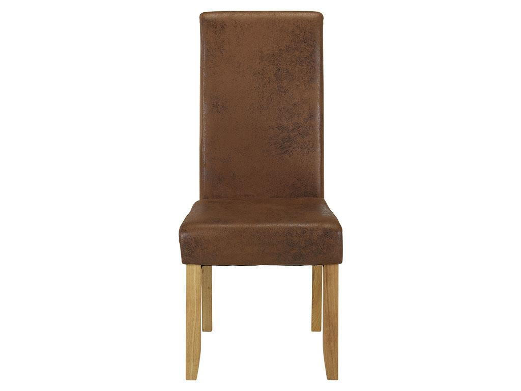 STUHL 2er-Set - Microfaser - Helles Holz - SANTOS - Braun, Textil (63/107/47cm) - Vente-Unique
