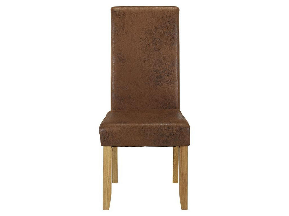 STUHL 2er-Set - Microfaser - Helles Holz - SANTOS - Braun, Textil (63/107/47cm) - Vente-Unique