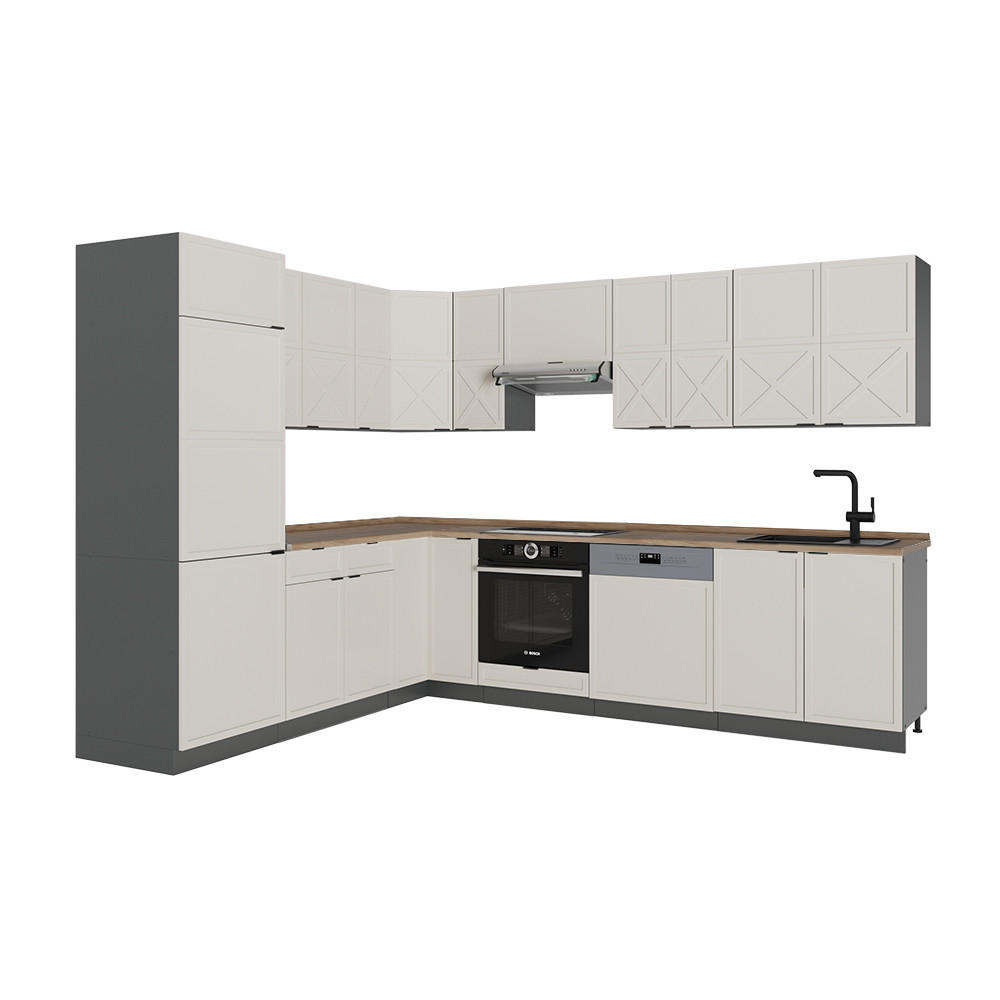 ECKKÜCHE Fame-Line GrauBeige/Anthrazit 227 x 287 cm, AP Eiche - Anthrazit/Grau, Holzwerkstoff (287/81.6/60cm) - Vicco