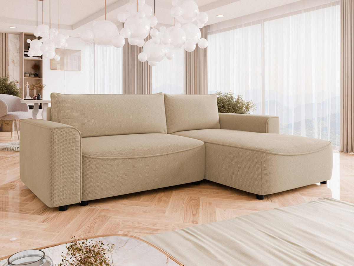 ECKSOFA Beliza, Seite: Rechts - Schwarz/Naturfarben, Holz/Kunststoff (255/175cm) - MIRJAN24