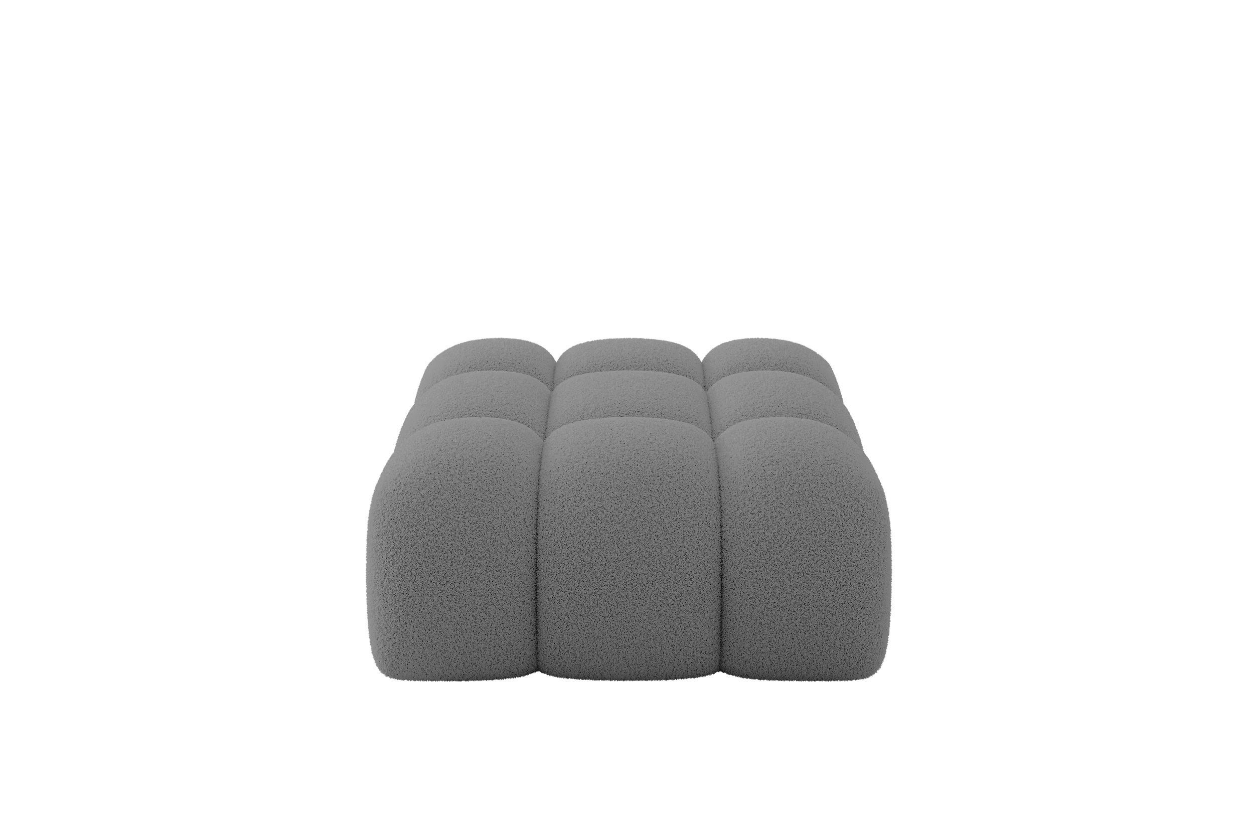 POUF OLEA-PUF 91x87x44 cm Grau Bouclé Modular Sitzhocker - Graubraun/Schwarz, Holzwerkstoff/Kunststoff (91/44/87cm) - ALTDECOR