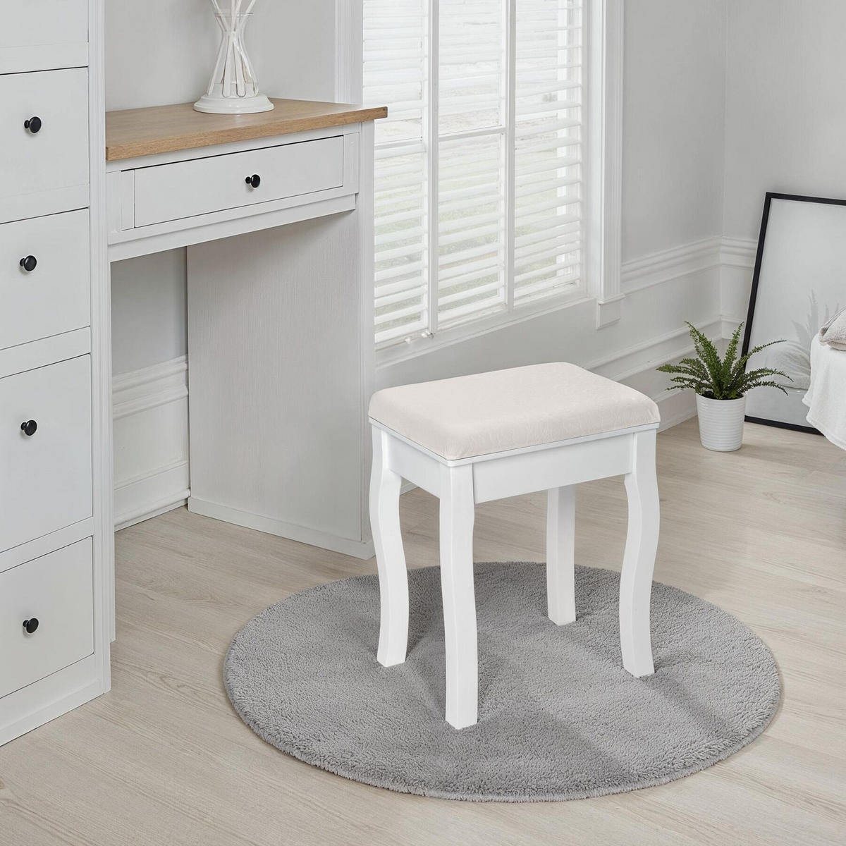 SCHMINKHOCKER ,40 x 30 x 51 cm,weiß - Weiß, Holz (30/51/40cm) - tectake