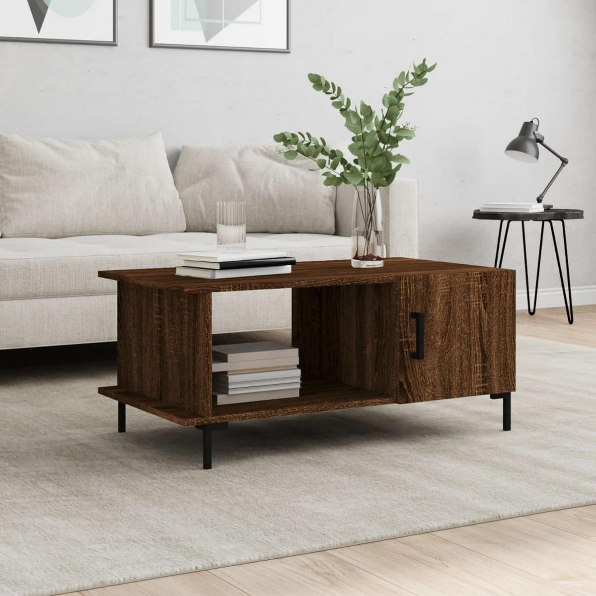 COUCHTISCH Braun Eichen-Optik 90x50x40 cm Holzwerkstoff - Braun, Holzwerkstoff (50/90/40cm) - furnicato
