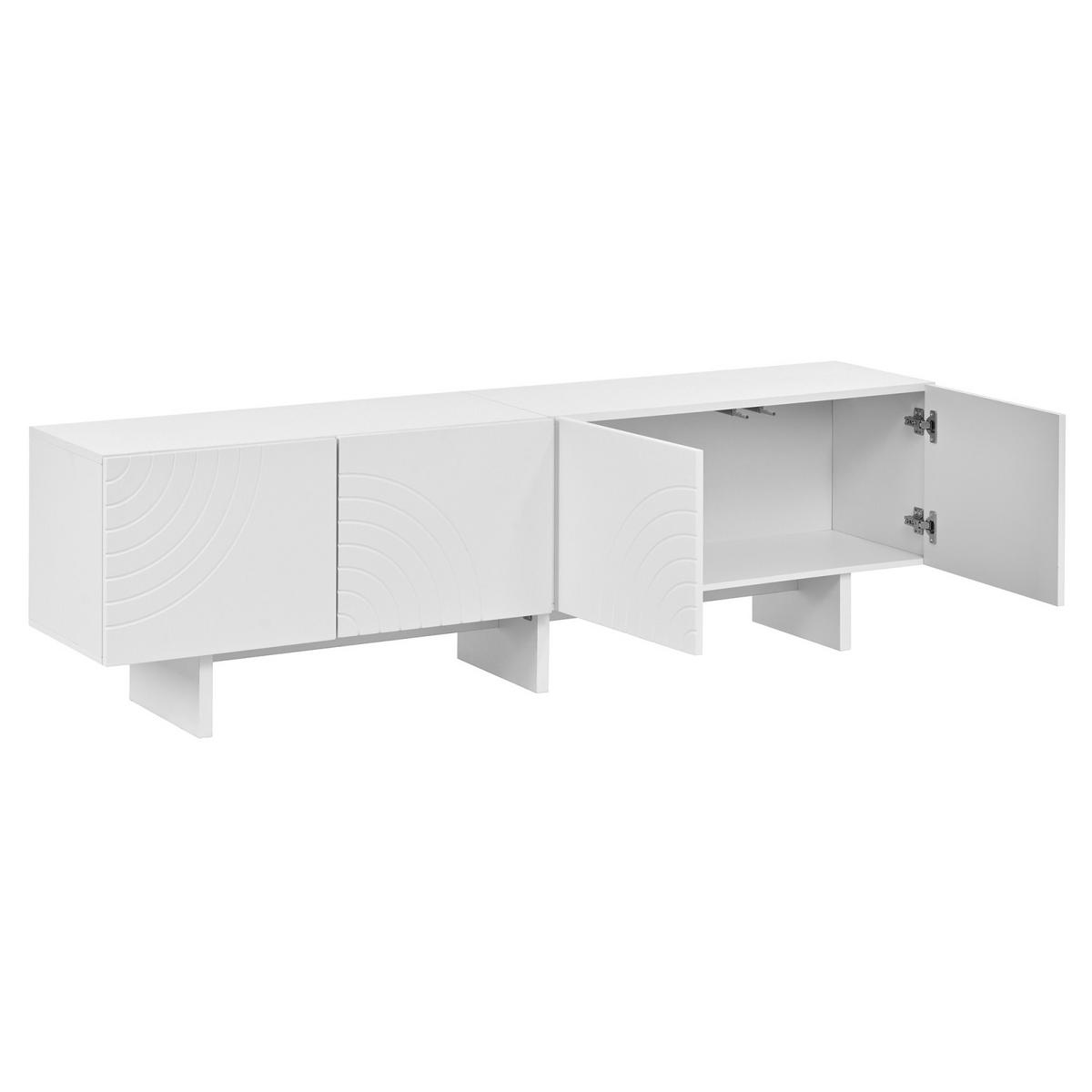 TV-LOWBOARD 170 x 35 x 50 cm, 4 Türen, geometrische Relieffront, Mittelfach, Weiß - Weiß, Holzwerkstoff (170/50/35cm)
