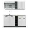 SINGLEKÜCHE R-Line Weiß Landhaus/Anthrazit 160 cm, AP Marmor - Anthrazit/Creme, Holzwerkstoff (160/81.6/60cm) - Vicco