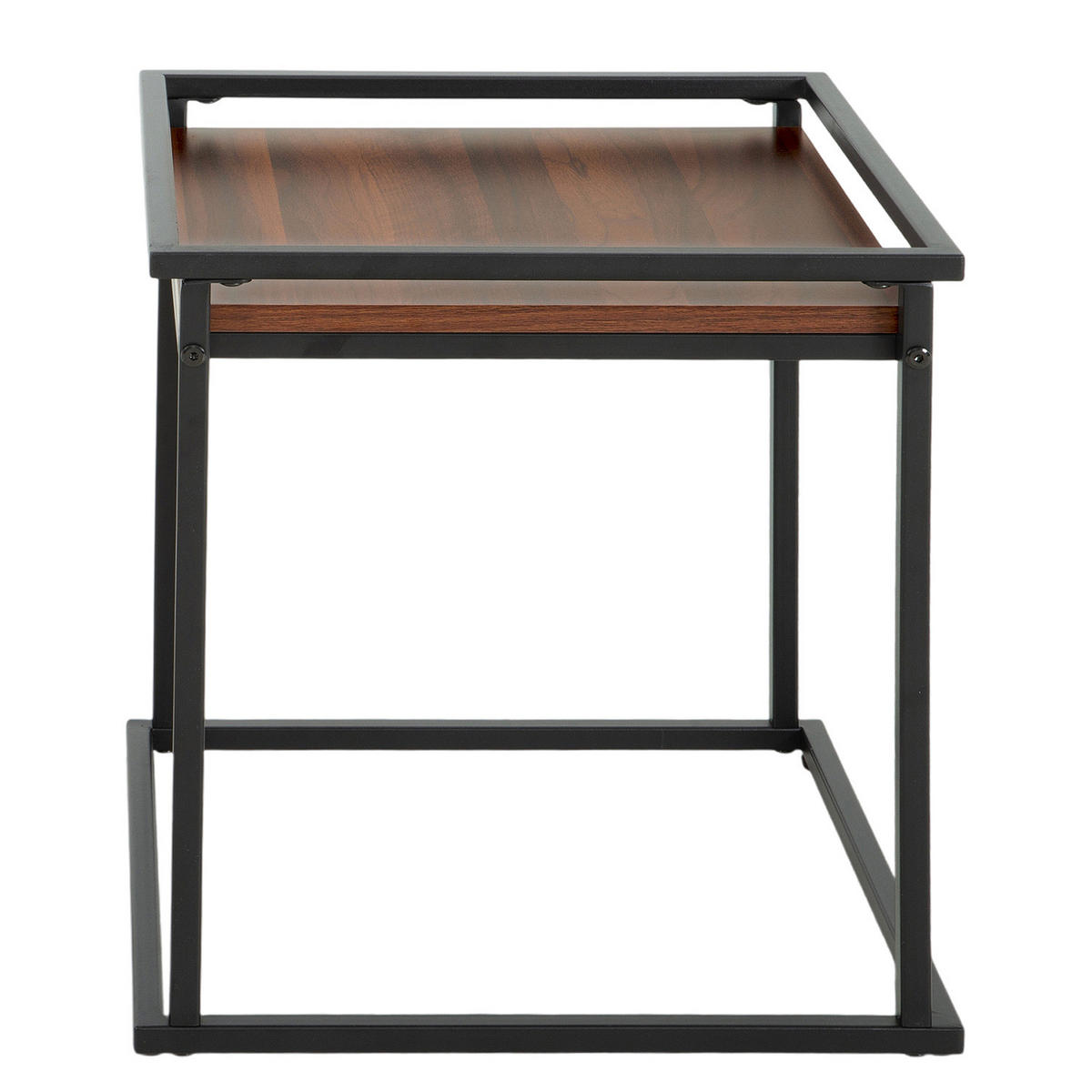 BEISTELLTISCH - 2er-Set - Walnussfarben/Schwarz, Holzwerkstoff/Metall (50/50/54cm) - home24
