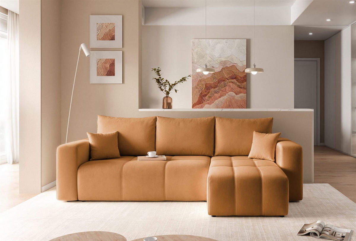 ECKSOFA Leros Mit Schlaffunktion - Orange, Holzwerkstoff/Textil (145/248cm) - Fun Möbel