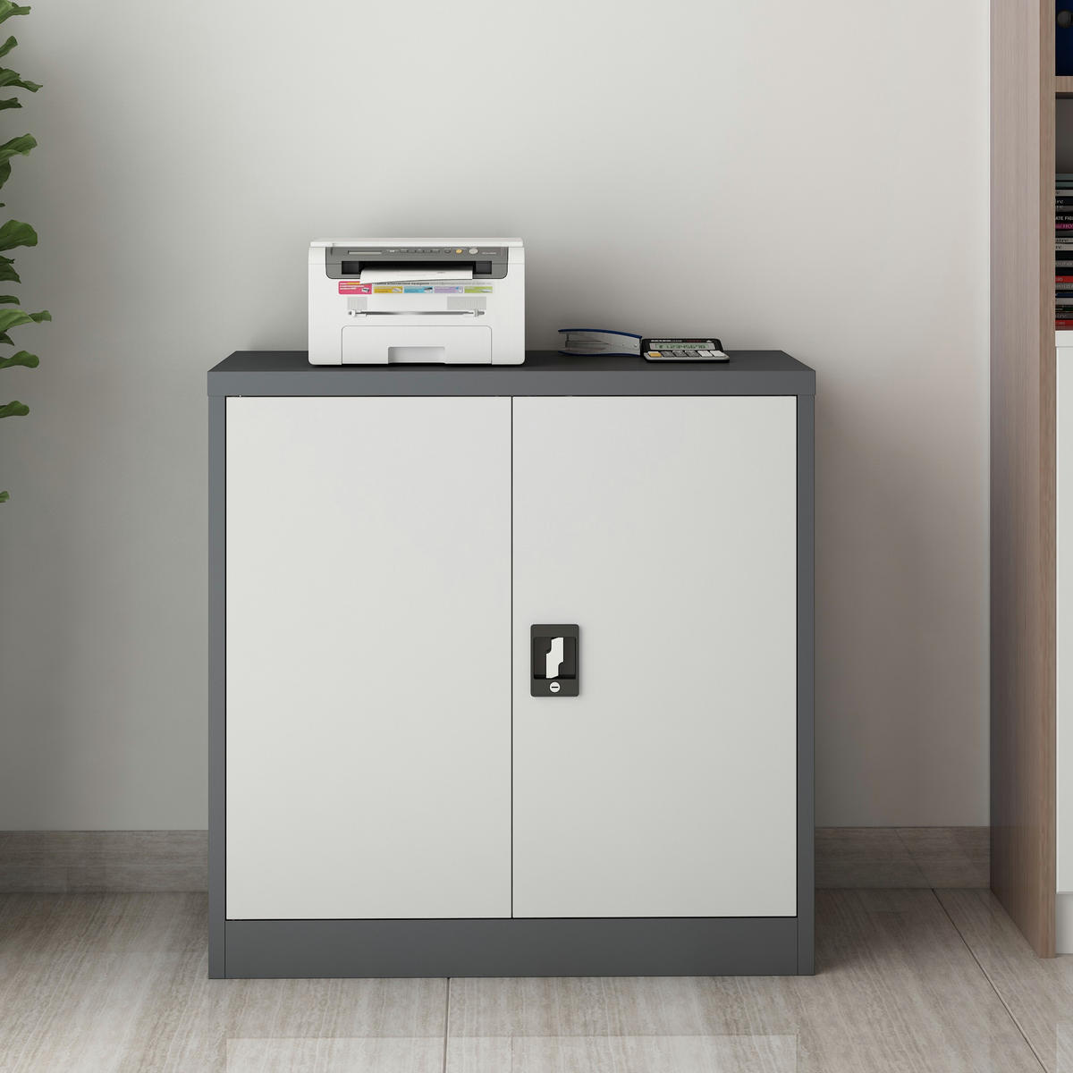 AKTENSCHRANK Molise - Grau, Metall (90/90/40cm) - [en.casa]