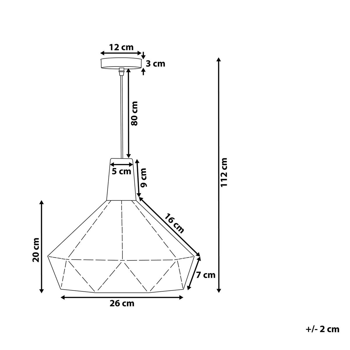 HÄNGELEUCHTE Somme 26/26/112 cm - Schwarz, Metall (26/26/112cm) - Beliani