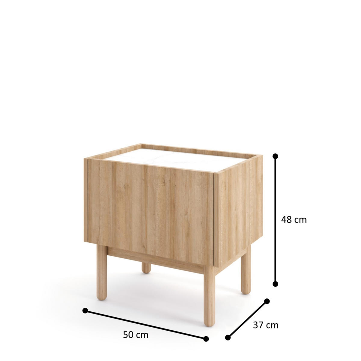NACHTTISCH BOLOGNA 50/48/37 cm Eichefarben - Eichefarben, Holzwerkstoff (50/48/37cm) - MASSENO