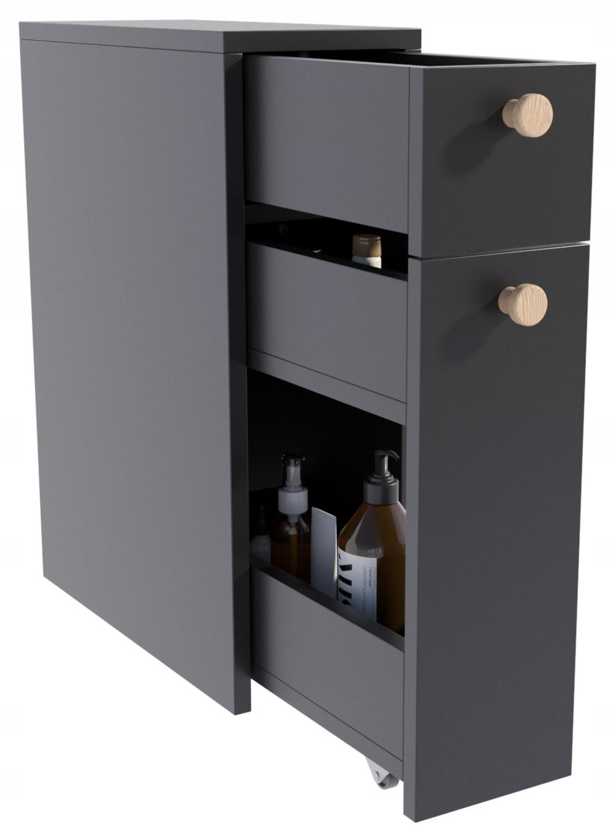 SCHRANK für Küche und Bad FRODO Schwarz 21/45/61,8 cm - Schwarz, Holzwerkstoff (21/61.8/45cm) - Matkam Möbel