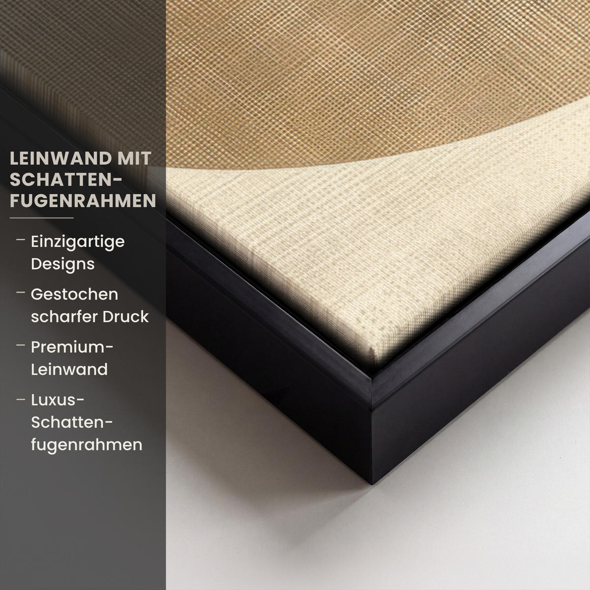 LEINWAND Bilder mit Rahmen - Abstrakt - Geometrische Formen - Schwarz - Gold - 40x60 - Ecru, Textil (40/60cm) - MuchoWow